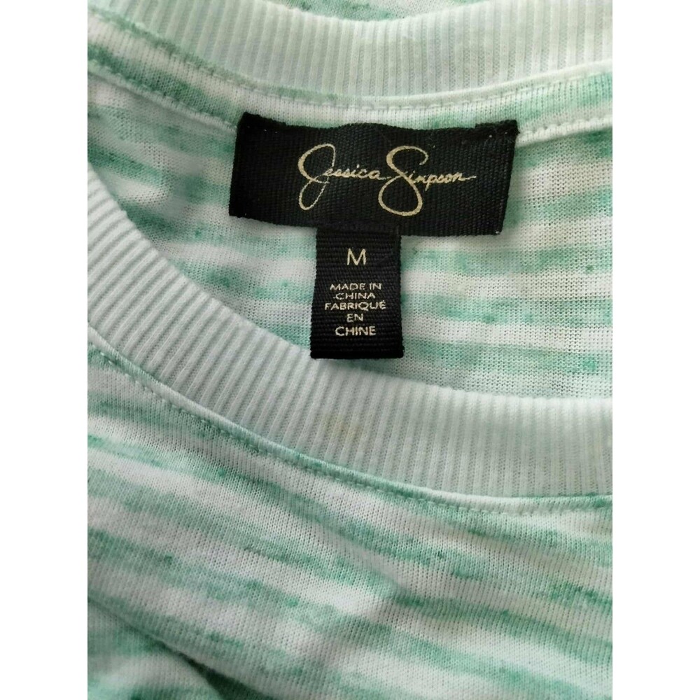 Jessica Simpson | Aqua Striped Flutter Sleeve Tank Top M - Picture 5 of 5